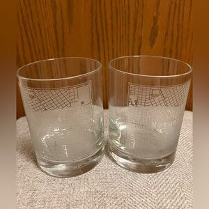 Norman Oklahoma - Set Of 2 Double Old Fashioned Glasses OU Sooners - Map Design